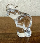 Vintage STEUBEN Crystal Elephant Art Glass Paperweight SIGNED 3.25"H TRUNK UP