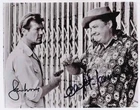 SIR ROGER MOORE & CLIFTON JAMES DOUBLE SIGNED CAST JAMES BOND 007 AUTOGRAPH RARE