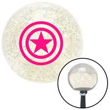 Pink Star w/ 2 Circles Clear Metal Flake Shift Knob w/ M16x1.5 Insert Shifter