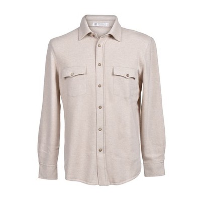 BRUNELLO CUCINELLI MEN'S SAND CASHMERE BLEND KNIT OVERSHIRT MSRP $3135