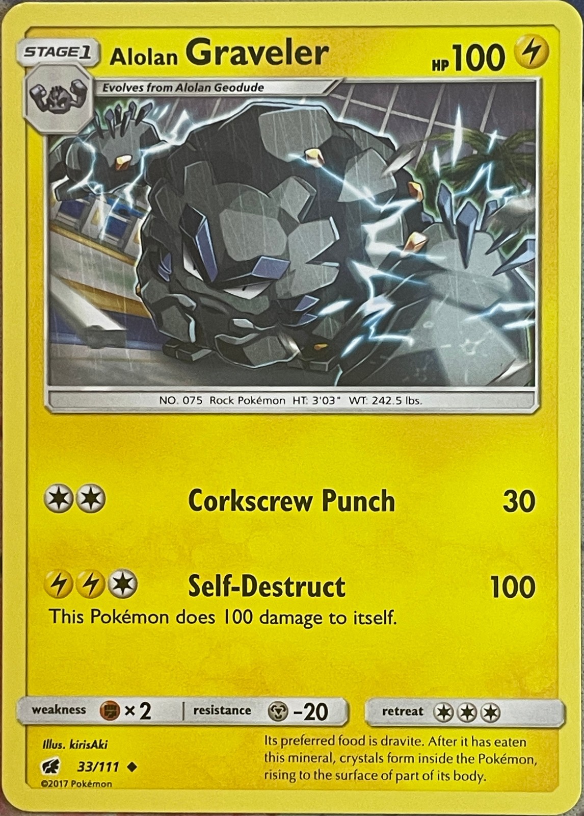 Alolan Graveler - 33/111 - Crimson Invasion Pokemon 2017