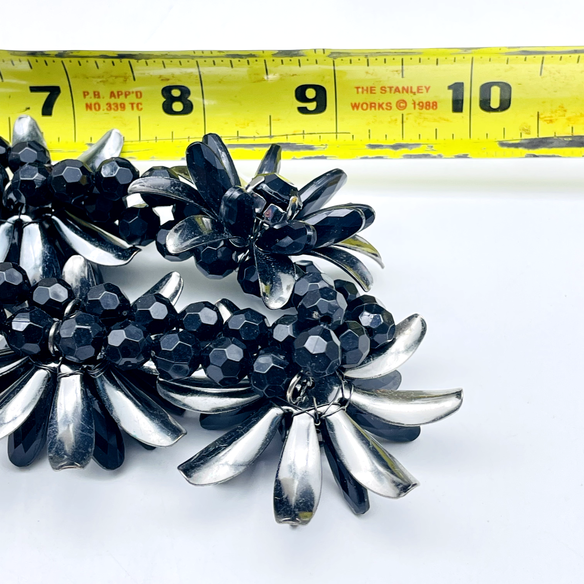 Black Dahlia Flower Necklace Double Strand Beads Gunmetal  display picture 1
