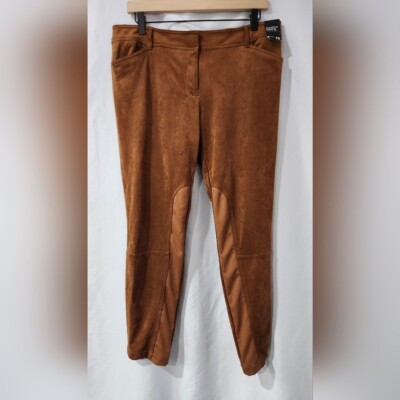 New York & Company NWT Women's Faux Suede Pant Sz 10 Camel Forward Seam Legging