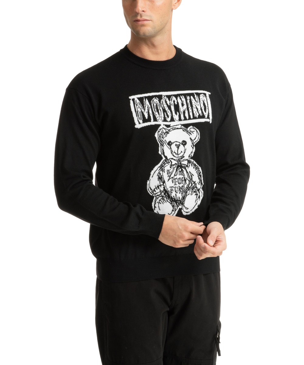 Moschino jumper men teddy bear 242ZRV092670000555 Black round