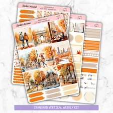 City Fall Autumn Vertical Kit Planner Sticker for Erin Condren, Happy Planner