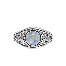 Handmade Boho 925 Sterling Silver Ring for Women Natural Moonstone Gift for Her