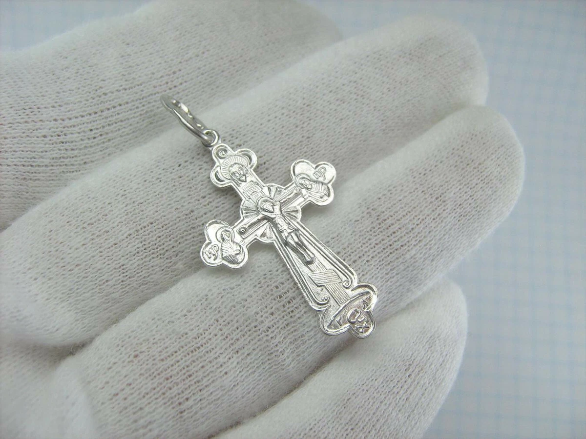 925 Sterling Silver Cross Pendant Crucifix Saint Mother Mary John