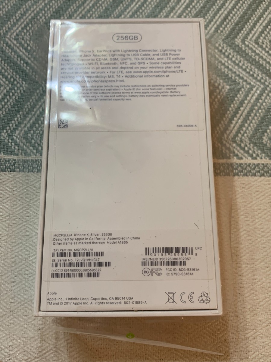 iPhone X A1865 Silver 256GB Original Box & All Accessories