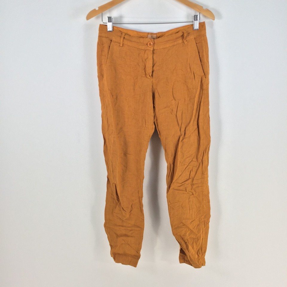 Hartford womens dress pants size 1 aus 10 brown linen straight leg 076965