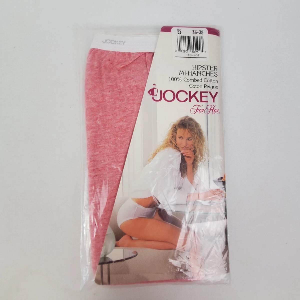 1990 Jockey For Her Hipster Pink SIZE 5 Small Combed Cotton Panties  Underwear