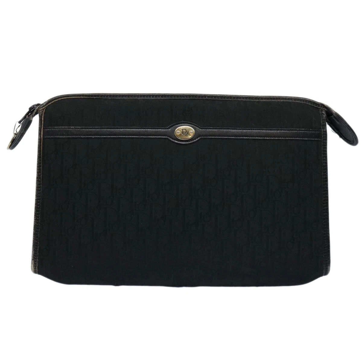 Sac pochette toile noire Dior Trotter authentique