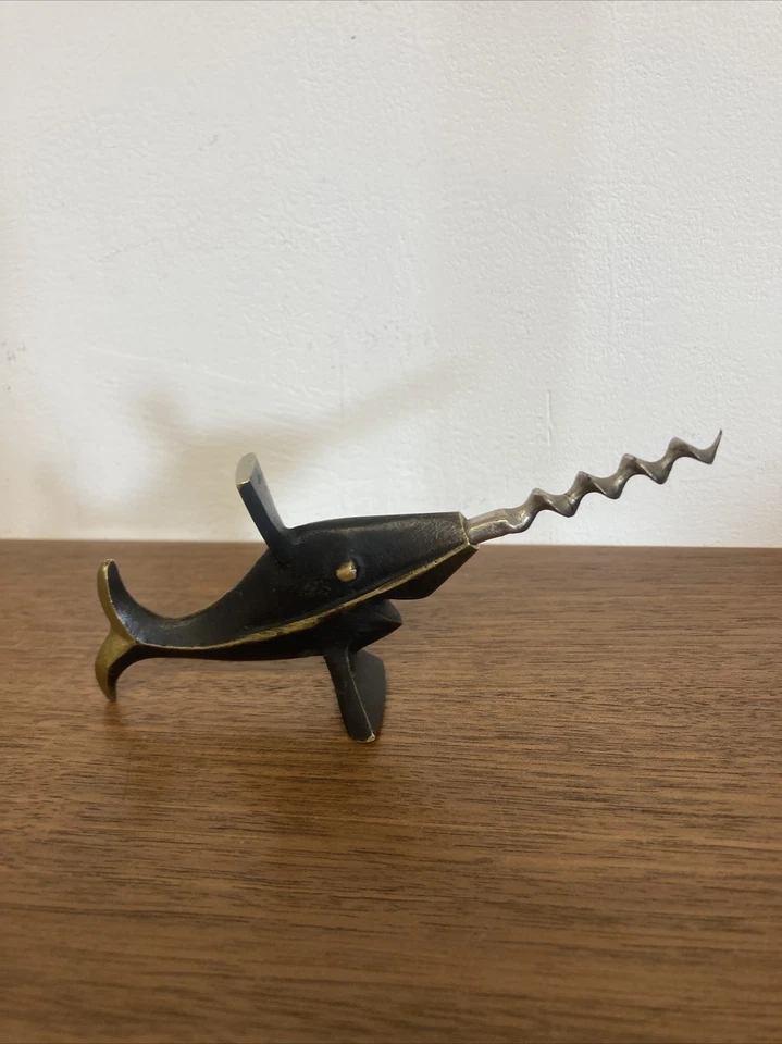 Alter Korkenzieher Herta Baller ~1950 Austria Messing Fisch Fish Vintage 4841.10 - Bild 4 von 4