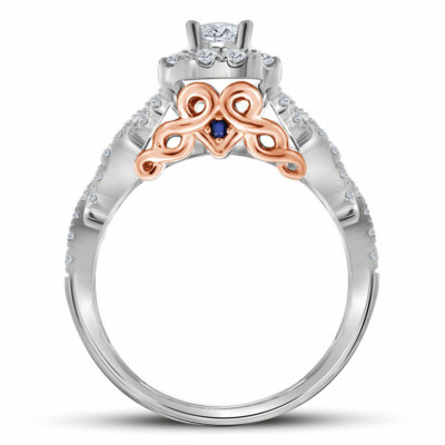 14k White Gold Round Diamond Bellissimo Bridal Wedding Twist Ring