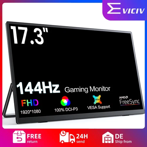 EVICIV 17,3-Zoll tragbarer Monitor FHD USB-C & HDMI | 144HZ | VESA kompatibel DE