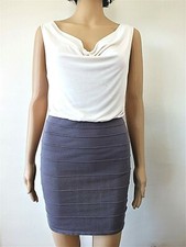 Forever 21_NEW_Dress_S_M_L_Grey-White_Sleeveless_STRETCH SKIRT_Cowl Neck