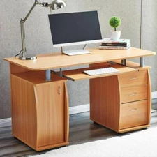 Writing Desk Home Study Office Computer PC Table w/ Storage 3 Drawers & Shelf