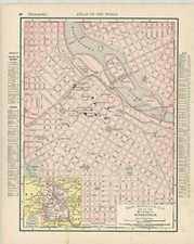 c1895 Rand McNally & Co., Map of Main Portion of Minneapolis, MN Original Map