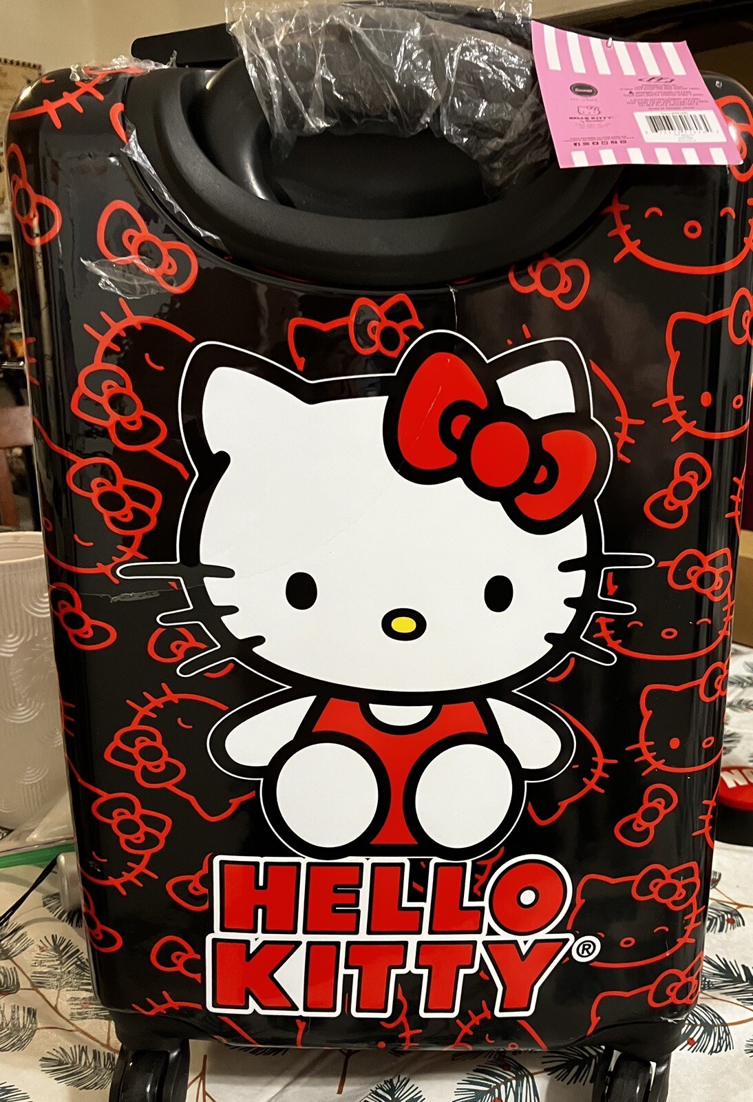 HELLO KITTY Sanrio Hard Shell Rolling Suitcase Luggage 20 X 13x 8 NWT