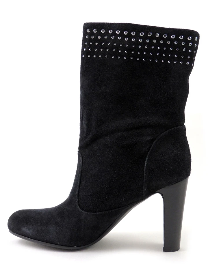 Botas para mujer Enzo Angiolini Kissmet negras de gamuza con tachuelas talla 8 M Foto 2 de 4
