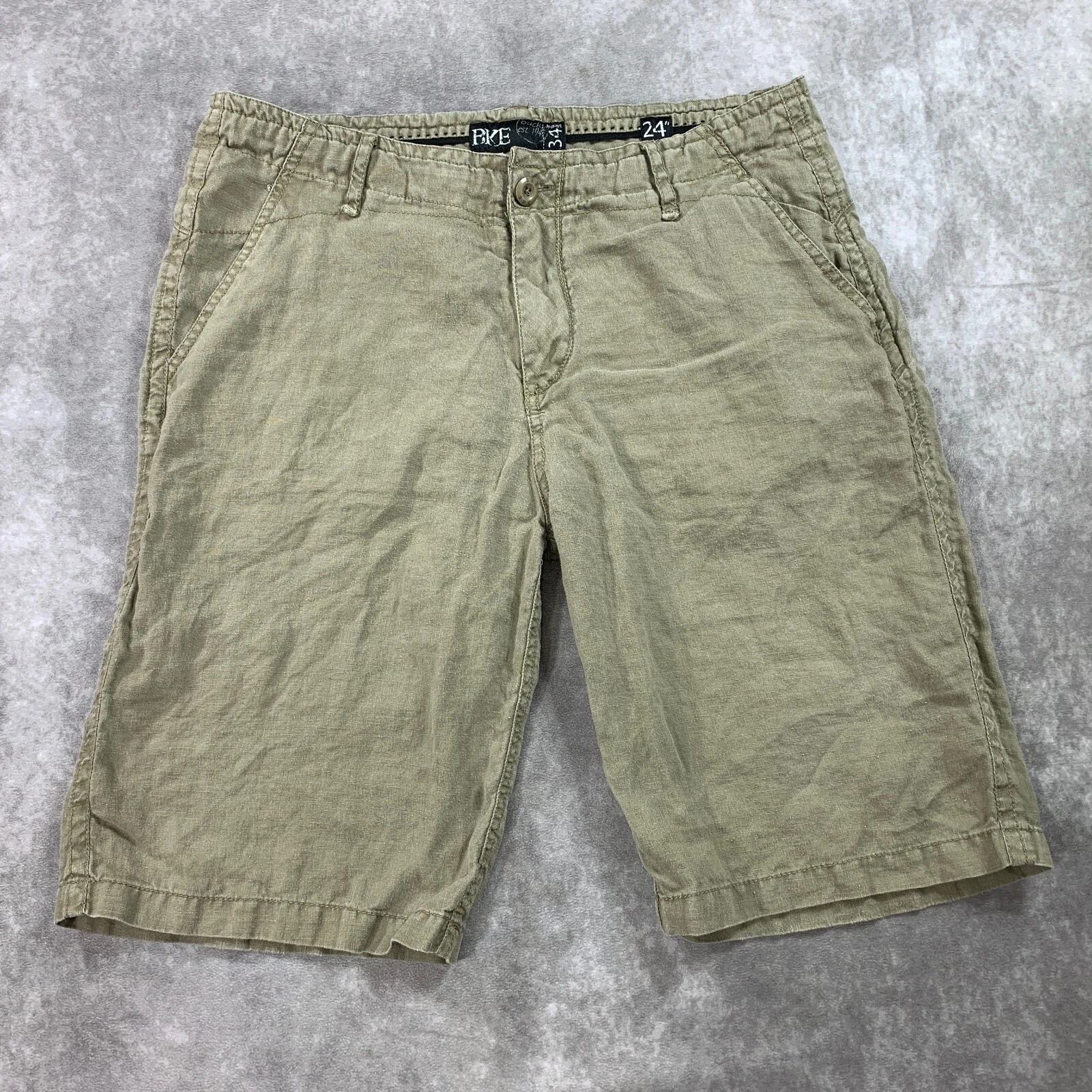 BKE Linen Shorts Mens 34 Beige Tipton Slim Fit Flat Front Summer Casual