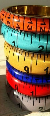 COLOURED TAPE MEASURE BANGLE, VINTAGE, DRESSMAKING, BOHO, SEWING