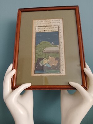Antike indopersische Mogulliebhaber aus dem 19. Jahrhundert - handbemalte Miniatur Akt Gouache
