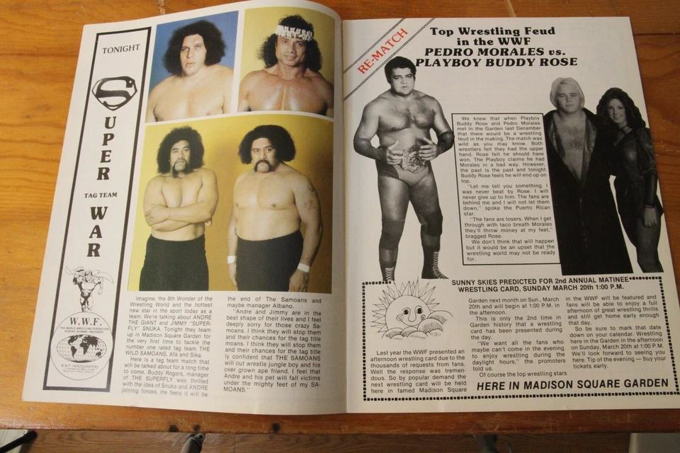 Programa de lucha libre WWF febrero 1983 MSG Bob Backlund Andre el gigante ¡Póster! Foto 3 de 4