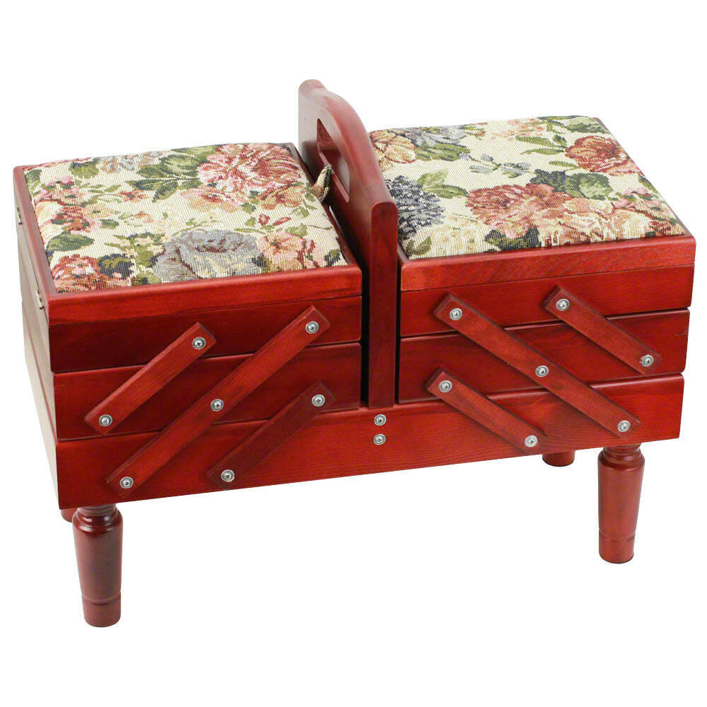 3-Tier Wooden Sewing Caddy with Tapestry Top