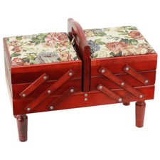 3-Tier Wooden Sewing Caddy with Tapestry Top