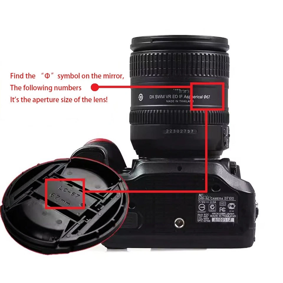 2PCS 49 52 55 58 62 67 72 77 82 86 mm Front Lens Caps Cover for Canon With Logo - Image 3 of 3