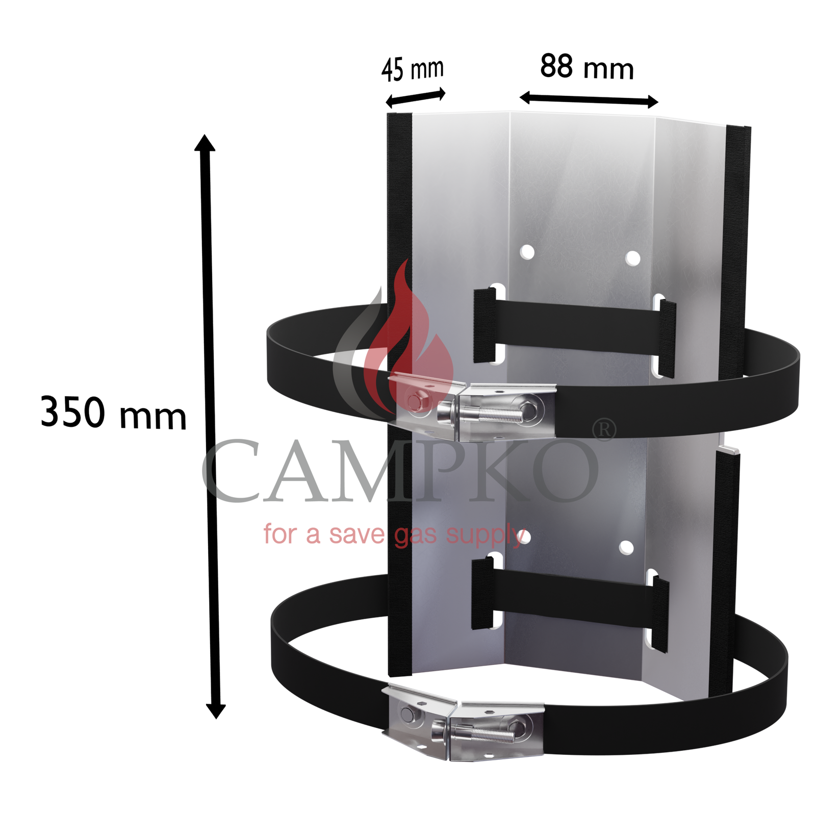 CAMPKO supporto a parete per bombola del gas Ø 300 + 2 cinghie in acciaio inox c