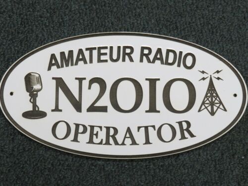 Ham Radio Callsign Plaque Amateur Radio Wooden Sign White Personalized - Picture 1 of 3