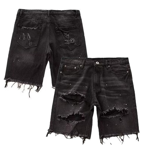 Summer Distressed Shorts Men's Slim Fit Ripped Short Jeans in Classic Style - Picture 3 of 26