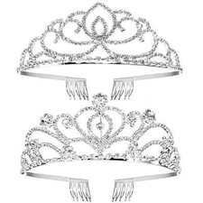 2 PACK ZYNERY Crystal Rhinestone Bridal Tiara Elegant Wedding Crown Flower Girl