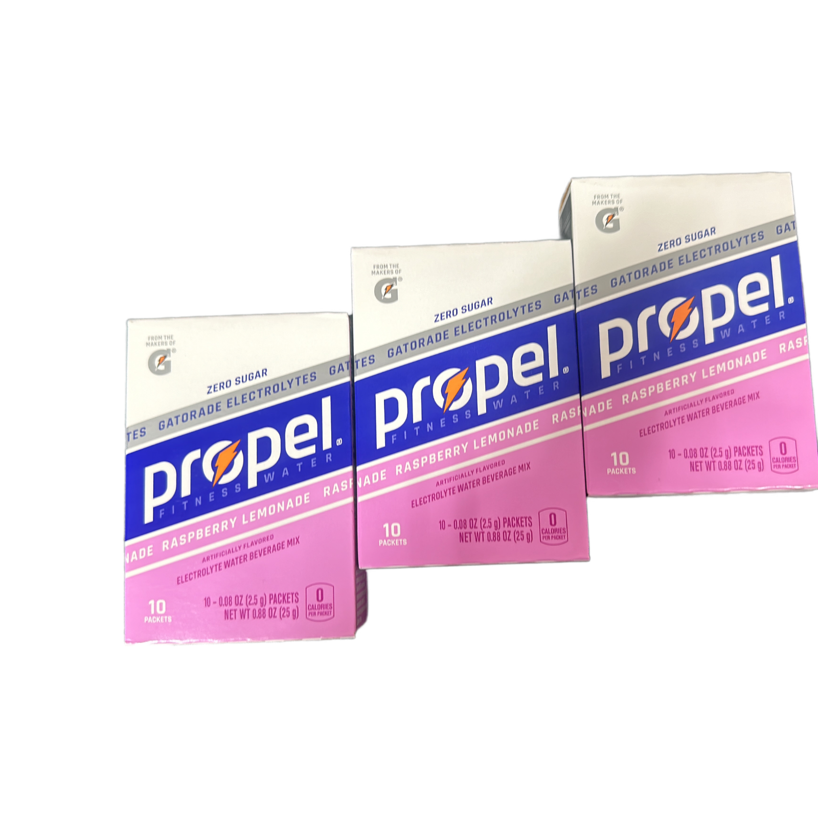 3 Boxes Propel Drink Mix Raspberry Lemonade  Electrolytes 30 Servings Sugar Free