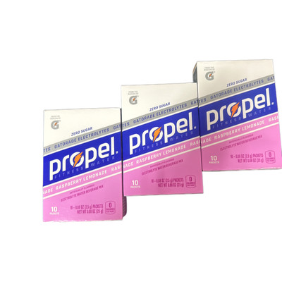 3 Boxes Propel Drink Mix Raspberry Lemonade  Electrolytes 30 Servings Sugar Free
