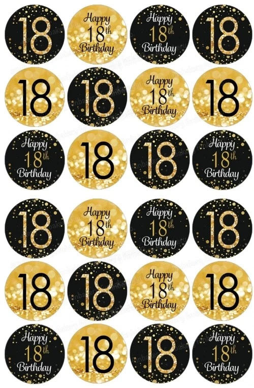 18. Tortenbild Party Deko Geschenk Muffin Cupcake Aufleger Geburtstag gold eßbar - Bild 2 von 4