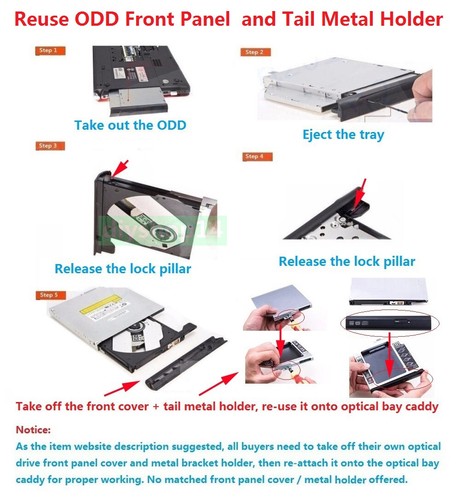 2nd HD HDD SSD SATA Caddy for Acer Aspire v5-571p v5-571g V5-561 V5-561P V5-561G - Afbeelding 6 van 6