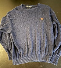 Vintage Polo Golf Ralph Lauren Crest Logo Cable Knit Sweater, Size: XL