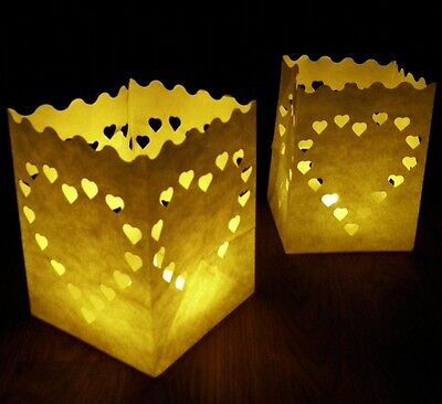 -Small Heart 10 Luminary Paper Candle Bags 