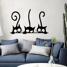 Three Funny Cats Pattern Wall Stickers Entryway Living Room Porch Home Decorat