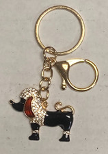 Black Poodle Dog Keychain Keyring Bag Charm Purse Handbag Charm W/ Rhinestones