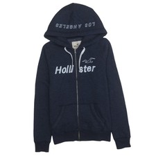 Hollister Men’s Blue Full Zip Hoodie Size M Logo Fleece Sweatshirt