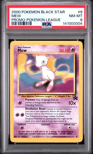 2000 POKEMON PROMO BLACK STAR POKEMON LEAGUE #8 MEW PSA 8
