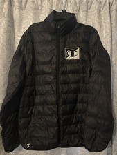 Champion Mens Puffer Jacket Black Size Medium