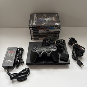 Sony PlayStation 2 PS2 Slim Console Bundle SCPH-70011 W/ Controller & 8 Games