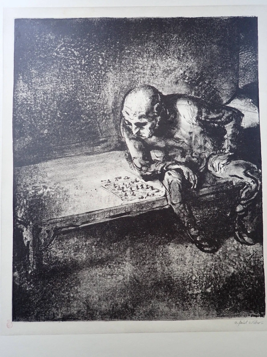 LLL! "Der Gefangene Schach mit sich ..." original signiert Andreas A. Paul Weber