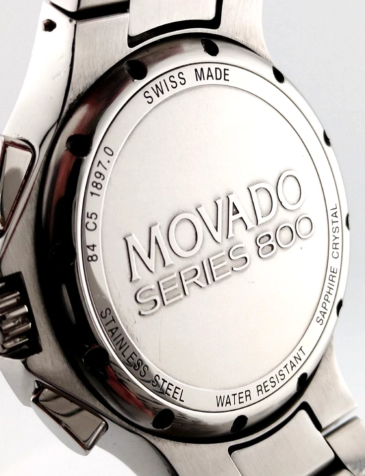 Movado Men's Series 800 SS/Blk Dial Chronograph Watch Model #84.C5.1897.0~Superb - Image 2 of 4