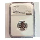 1962 Silver Roosevelt Dime NGC PF 69 Uncirculated Proof Certified 10C