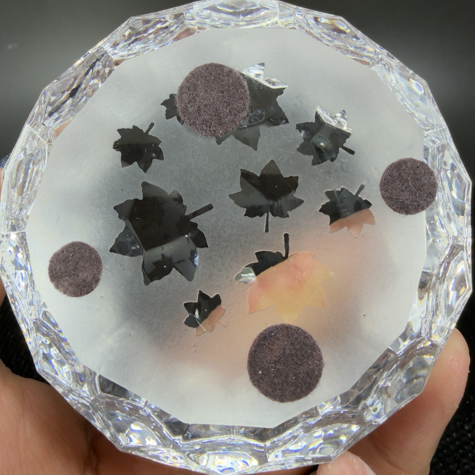 Vintage Tipperary Clear Crystal Leaf Eire Paperweight Faceted Etched Ireland VTG